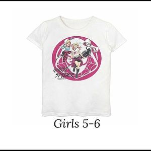 Ghost spider Gwen Stacy Collage Logo Graphic Tee. Size (5-6 girls)